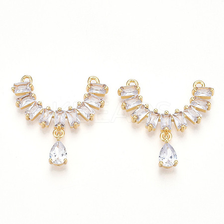 Brass Micro Pave Cubic Zirconia Pendants KK-N254-238G-1