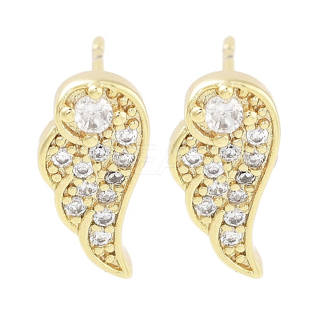 Brass Micro Pave Clear Cubic Zirconia Studs Earring EJEW-S217-G18-1