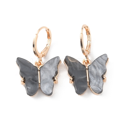 Plastic Butterfly Dangle Leverback Earrings EJEW-WH0017-53G-A-1