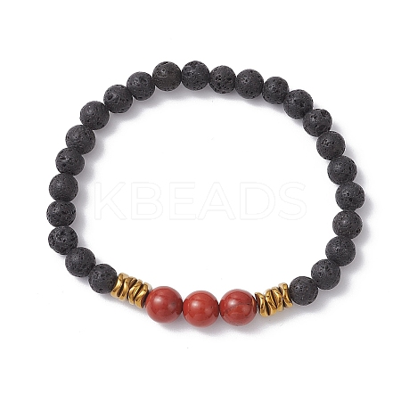 Natural & Synthetic Gemstone Round Beaded Stretch Bracelets for Men Women BJEW-JB12263-01-1