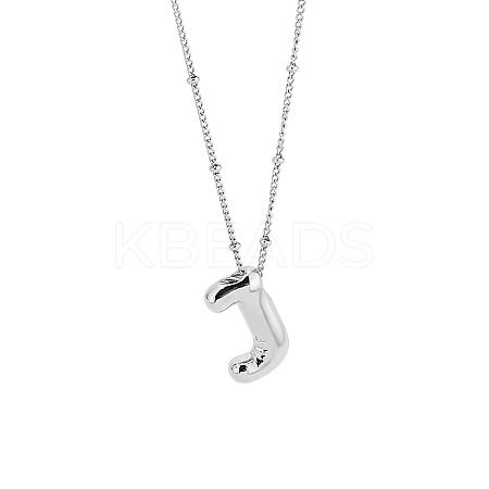 1pc Brass Chain with Alloy Letter Pendants Necklaces NJEW-LP0001-41J-P-1