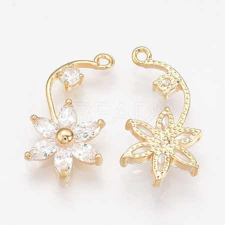 Brass Cubic Zirconia Pendants ZIRC-R015-120G-1