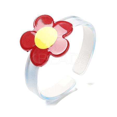 Flower Resin Cuff Bangle for Children LS-BJEW-Q774-01D-1