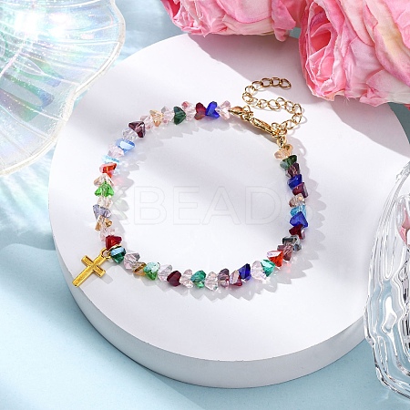 Alloy Cross Charm Bracelets BJEW-JB12323-01-1
