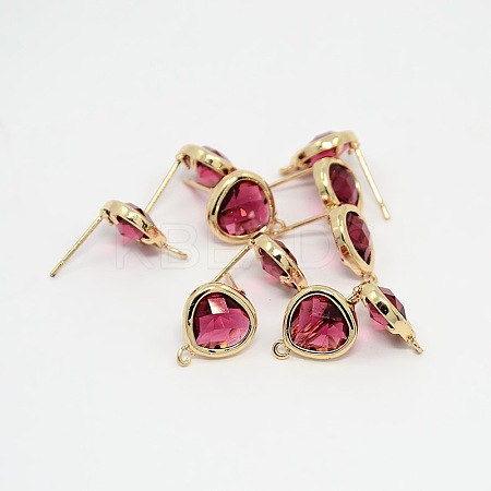 Real 18K Gold Plated Tone Brass Glass Stud Earring Findings LS-X-GLAA-J023-07G-1