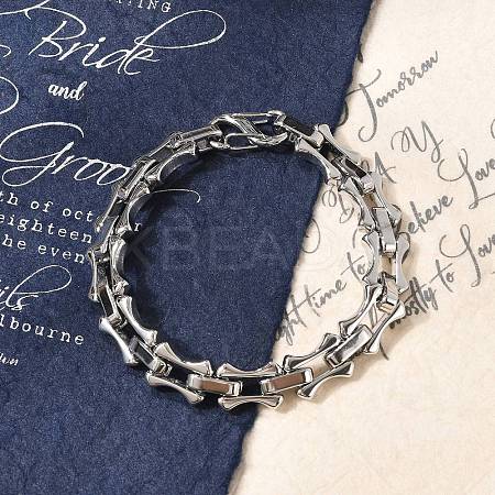 304 Stainless Steel Bone Link Chain Bracelets for Women Men BJEW-F488-65P-1