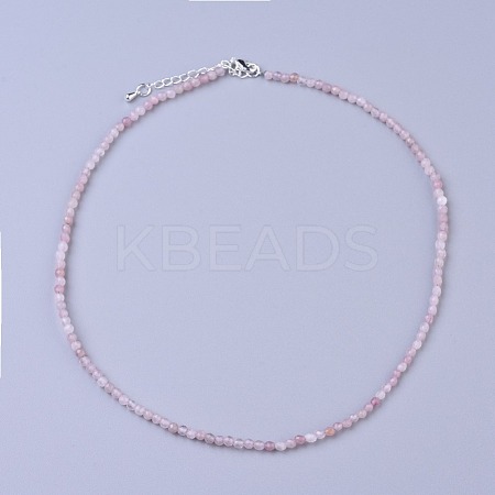 Natural Rose Quartz Beaded Necklaces NJEW-K114-B-A01-1