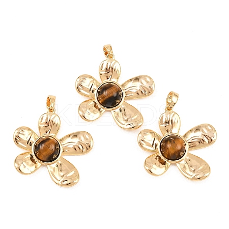 Natural Tiger Eye Pendants KK-H538-14G-1