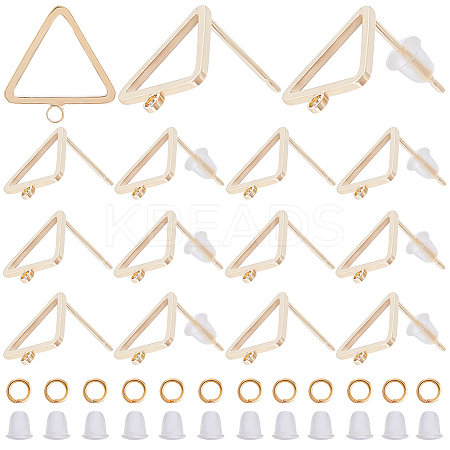 16Pcs Hollow Triangle Brass Stud Earring Findings DIY-CN0002-68-1