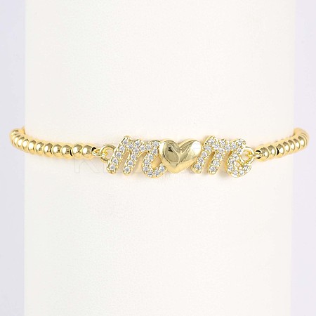 Mother's Day Brass Micro Pave Clear Cubic Zirconia Link Bracelets WG036C8-05-1