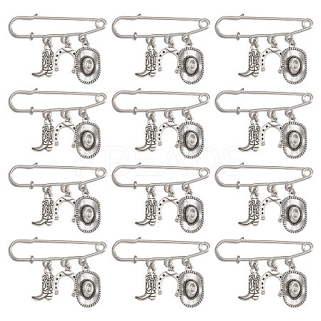 12Pcs West Cowboy Steel Heavy Duty Safety Pins Brooch JEWB-CA00007-1