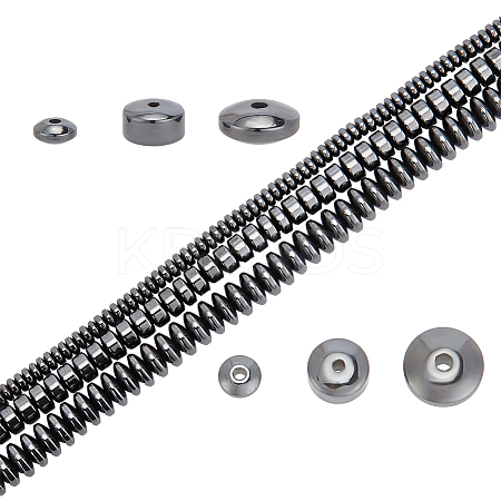 3 Strands 3 Style Non-Magnetic Synthetic Hematite Beads Strands G-AR0005-72-1