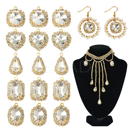 30Pcs 5 Styles Crystal Glass Rhinestone Pendants RB-TA0001-09-1