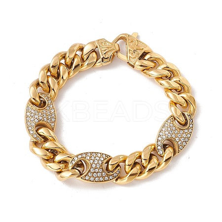 Crystal Rhinestone Oval Link Chains Bracelet BJEW-E107-05G-02-1