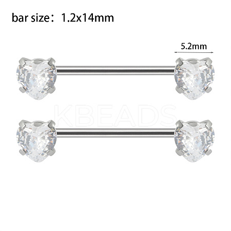304 Stainless Steel Clear Cubic Zirconia Nipple Rings WG434B5-02-1