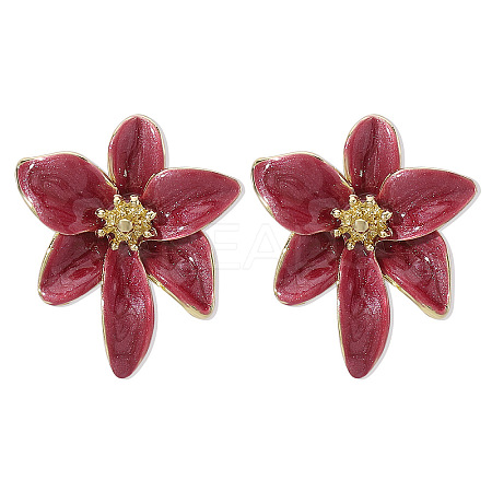 Flower Alloy Enamel Stud Earrings FS-WG2BD2D-03-1
