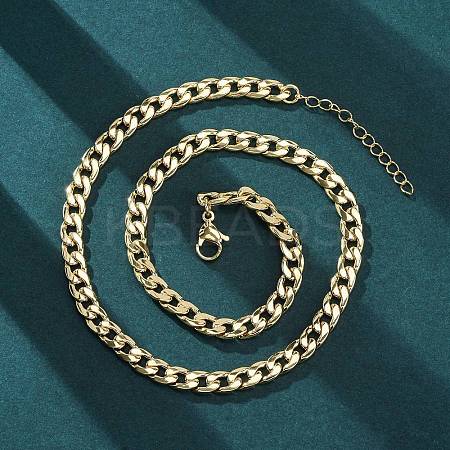 Brass Cuban Link Chain Necklaces for Women NJEW-K282-03G-1