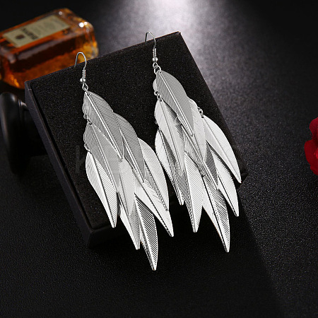 Alloy Leaf Cluster Tassel Dangle Earrings SV1506-1-1
