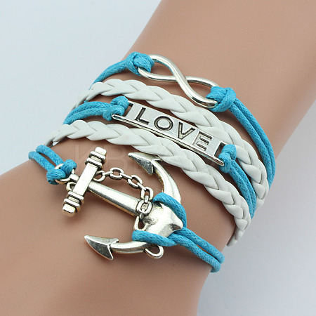Imitation Leather Link Multi-strand Bracelets for Women Men WG5E2D4-13-1