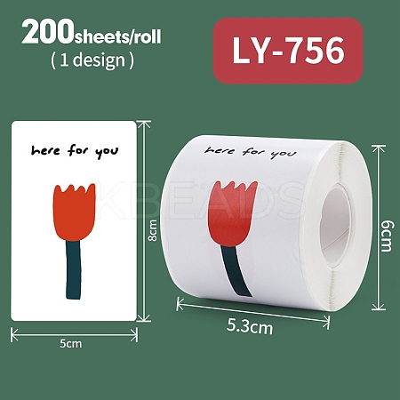 200Pcs Rectangle with Flower Here for You Theme Paper Self-Adhesive Stickers AJEW-S084-02D-1