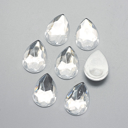 Acrylic Rhinestone Flat Back Cabochons X-GACR-Q010-10x14-16-1