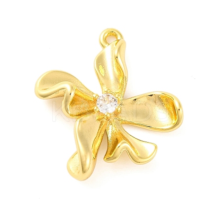 Brass Pave Clear Cubic Zirconia Pendants KK-Z051-02G-03-1