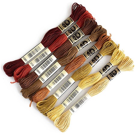 8 Skeins 8 Colors 6-Ply Cotton Embroidery Floss PW-WG22229-04-1