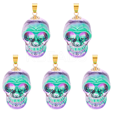 5Pcs Electroplate K9 Glass Pendants EGLA-BC0001-004A-1