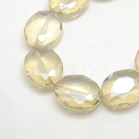 Faceted Electroplate Crystal Glass Oval Beads Strands X-EGLA-F060B-01-1