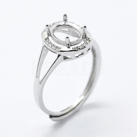 Anti-Tarnish Rhodium Plated 925 Sterling Silver Finger Ring Components STER-G027-13P-1