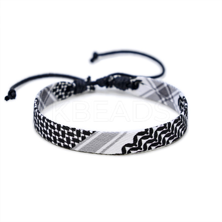Arab Scarf Style Cloth with Wax Cord Braided Bracelets FS-WG12D4A-02-1
