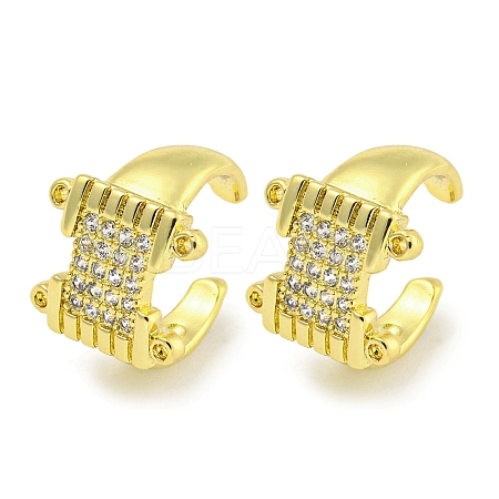 Brass Micro Pave Cubic Zirconia Cuff Earrings EJEW-C104-034G-1