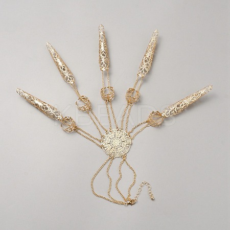 Alloy Flower Bracelet with Finger Nails Tip Claw BJEW-WH0020-66KCG-1