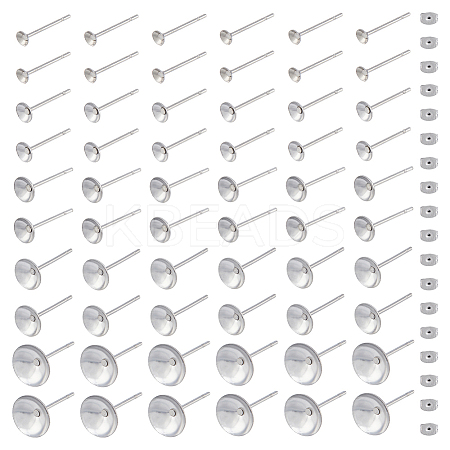 DICOSMETIC 250Pcs 5 Size 304 Stainless Steel Post Stud Earring Findings STAS-DC0014-85-1