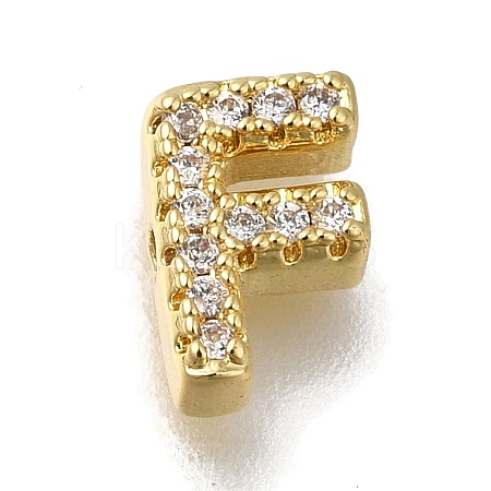 Rack Plating Brass Micro Pave Clear Cubic Zirconia Beads KK-G500-30G-F-1