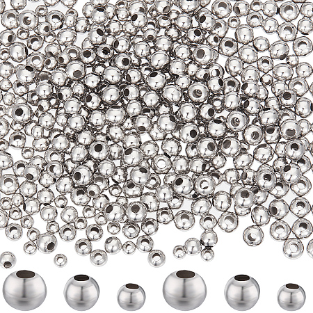 1200Pcs 3 Style 304 Stainless Steel Beads STAS-BBC0003-60P-1
