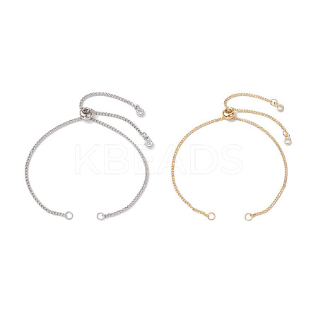 2Pcs 2 Colors 304 Stainless Steel Curb Chain Bracelet Slider Making AJEW-JB01244-1