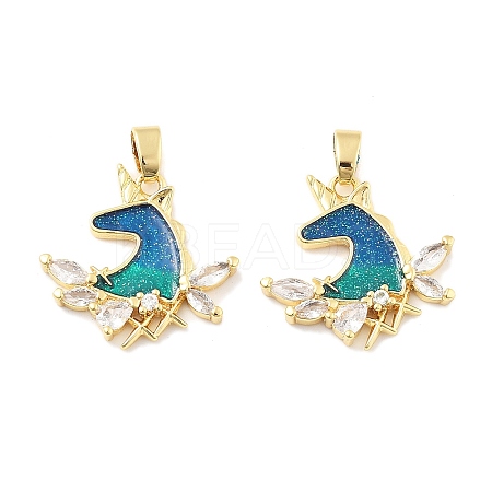 Brass Enamel Micro Pave Cubic Zirconia Pendants KK-M325-04G-1