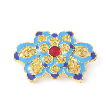 Brass Colorful Enamel Flower Multi-Strand Links KK-K399-10G-1