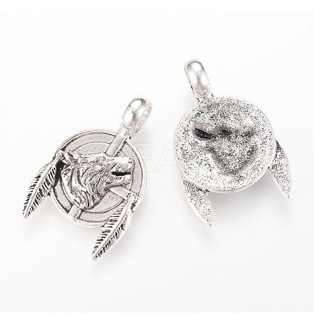 Tibetan Style Alloy Pendants TIBEP-Q064-15AS-RS-1
