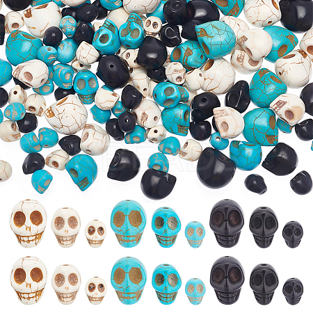 ARRICRAFT 144Pcs 9 Styles Halloween Synthetic Turquoise Beads Strands TURQ-AR0001-25-1