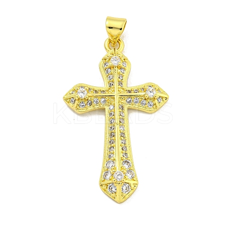 Rack Plating Brass Micro Pave Cubic Zirconia Pendants KK-B091-44G-1
