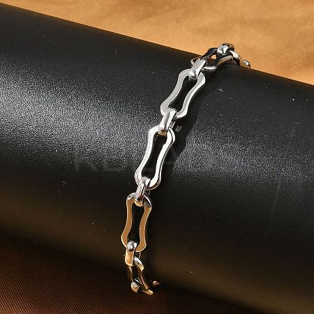 304 Stainless Steel Rectangle Link Chains Bracelets for Men & Women BJEW-D042-44P-1