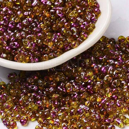 Spray Painted Glass Seed Beads SEED-F005-04A-01-1