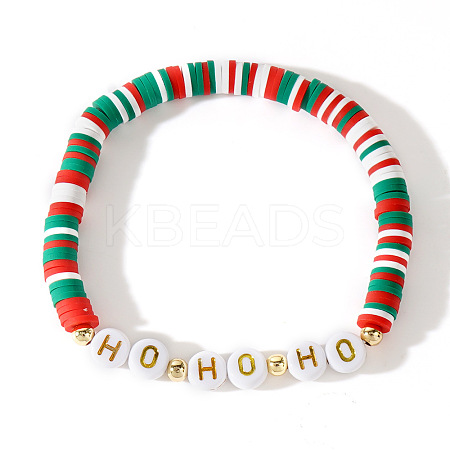 Christmas Polymer Clay Heishi Beaded Stretch Bracelets YV4785-2-1