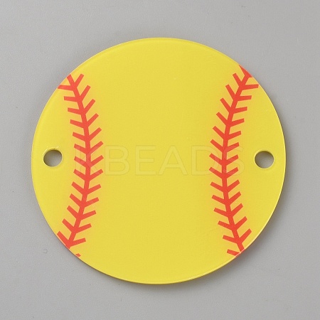 Acrylic Sport Ball Connector Charms MACR-WH0007-160A-1