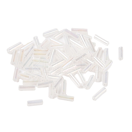 Transparent Colours Rainbow Glass Bugle Beads TSDB6MM161-1
