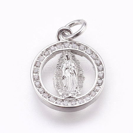 Brass Micro Pave Cubic Zirconia Pendants ZIRC-E152-14P-RS-1