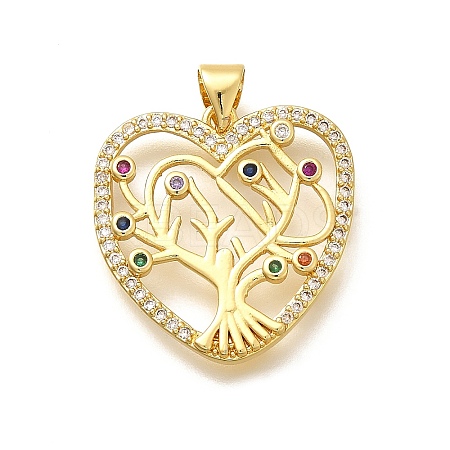Rack Plating Brass Micro Pave Cubic Zirconia Pendants KK-L226-051G-05-1