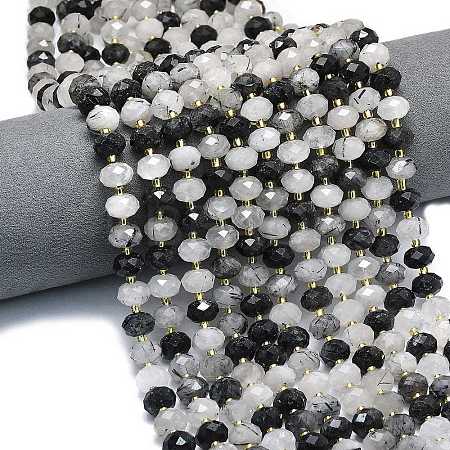 Natural Black Tourmalinated Quartz Beads Strands LS-G-P573-A62-01-1